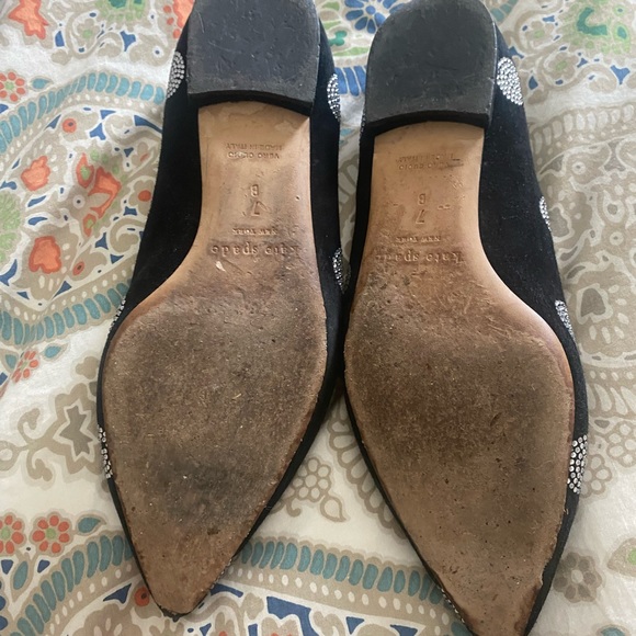 Kate Spade black and rhinestone suede flats - Picture 3 of 6